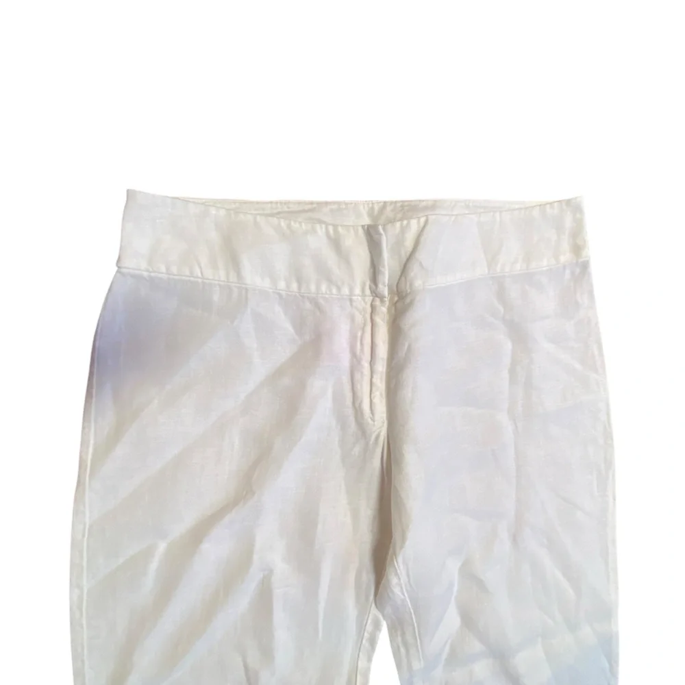 NWOT Eileen Fisher Linen White Wide Leg Flat Front Trousers 10